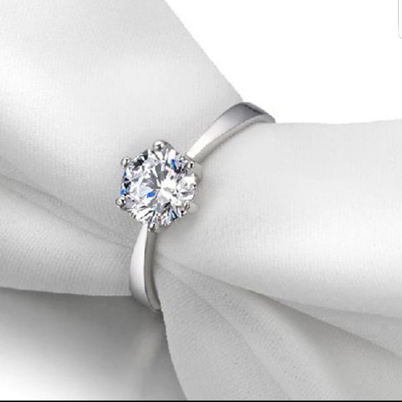 .925 Stamped CZ Solitaire Ring - Picture 2 of 8